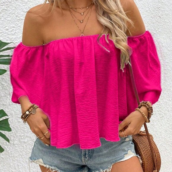 Hot Pink Casual Women's Elegant Shirt - Picture 4 of 7